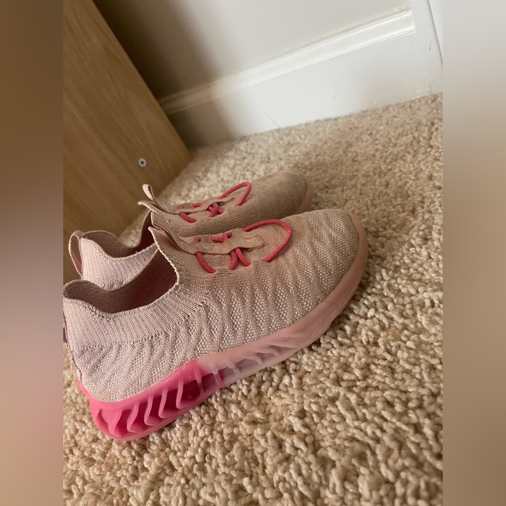 Pink Knit Sneakers with Pink Soles